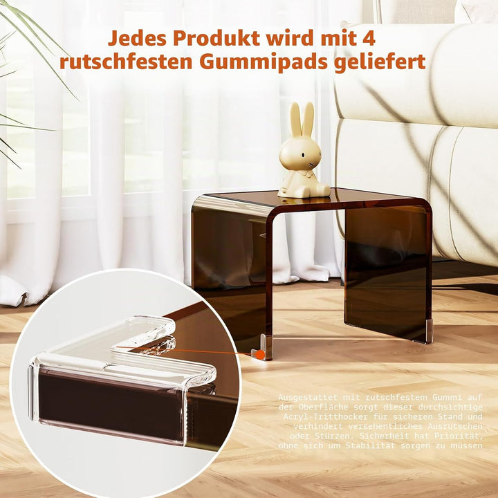 Acryl-Tritthocker, Kleiner transparenter Fusshocker für Badezimmer, Schlafzimmer, Küche, belastbar b