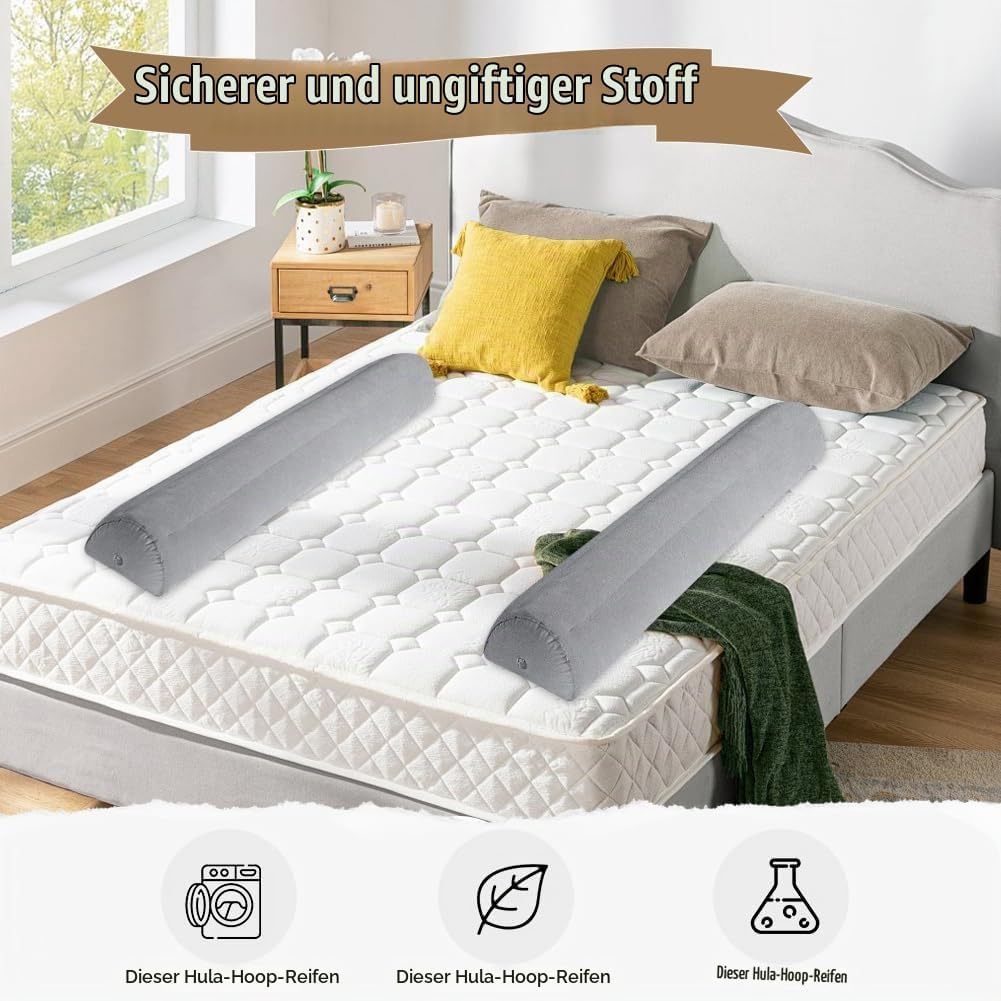 2er Pack Rausfallschutz Bett Reise Aufblasbar, 130CM Tragbares Faltbares Bettgitter Rausfallschutz A