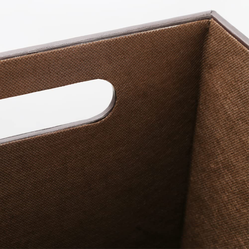 KINGFOM™ Klassisch Leder Papierkorb für Büro/Badezimmer/küche/Schlafzimmer (Platz-Braun), Platz-Brau