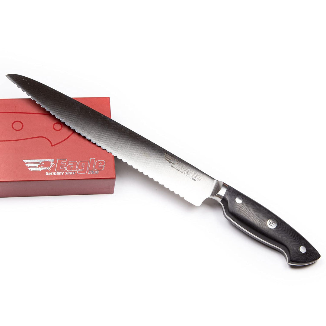Eagle U-Grip - Brotmesser 23 cm - Deutscher Messerstahl 1.4116 / Heftschalen: G10 schwarz, Deutscher