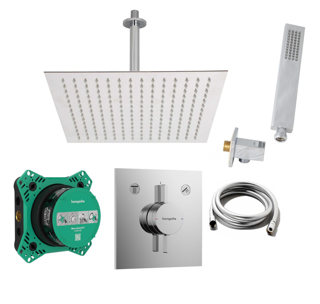 vanvilla Duschsystem mit Unterputz Duscharmatur von Hansgrohe Duo Turn E und vanvilla Regendusche mi