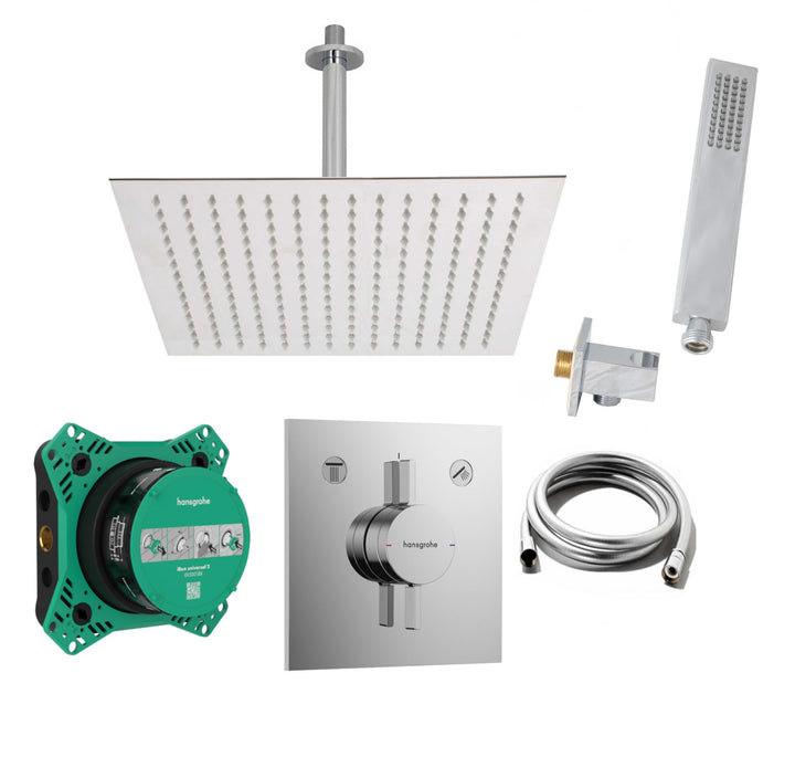 vanvilla Duschsystem mit Unterputz Duscharmatur von Hansgrohe Duo Turn E und vanvilla Regendusche mi