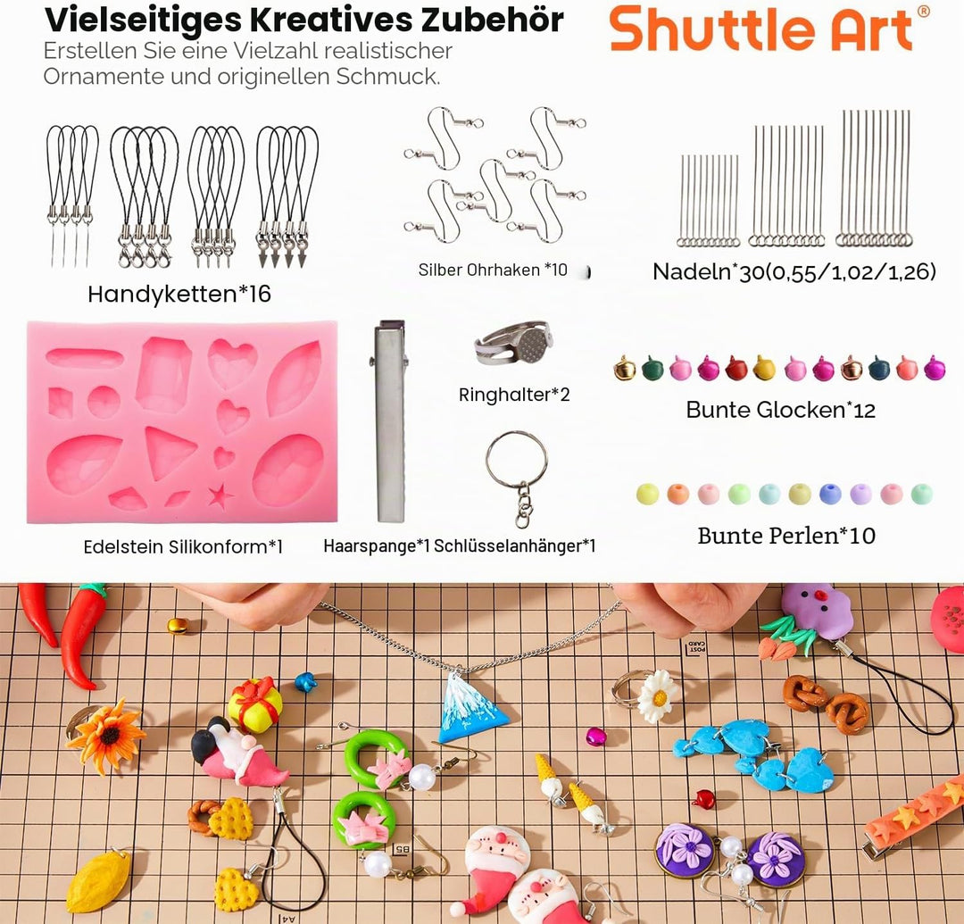 Polymer Clay, Shuttle Art 57 buntes Weich-Ton-Set, 1,55 kg/ 3,4 lb, ofenhärtende Modelliermasse Set,