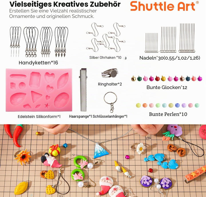 Polymer Clay, Shuttle Art 57 buntes Weich-Ton-Set, 1,55 kg/ 3,4 lb, ofenhärtende Modelliermasse Set,