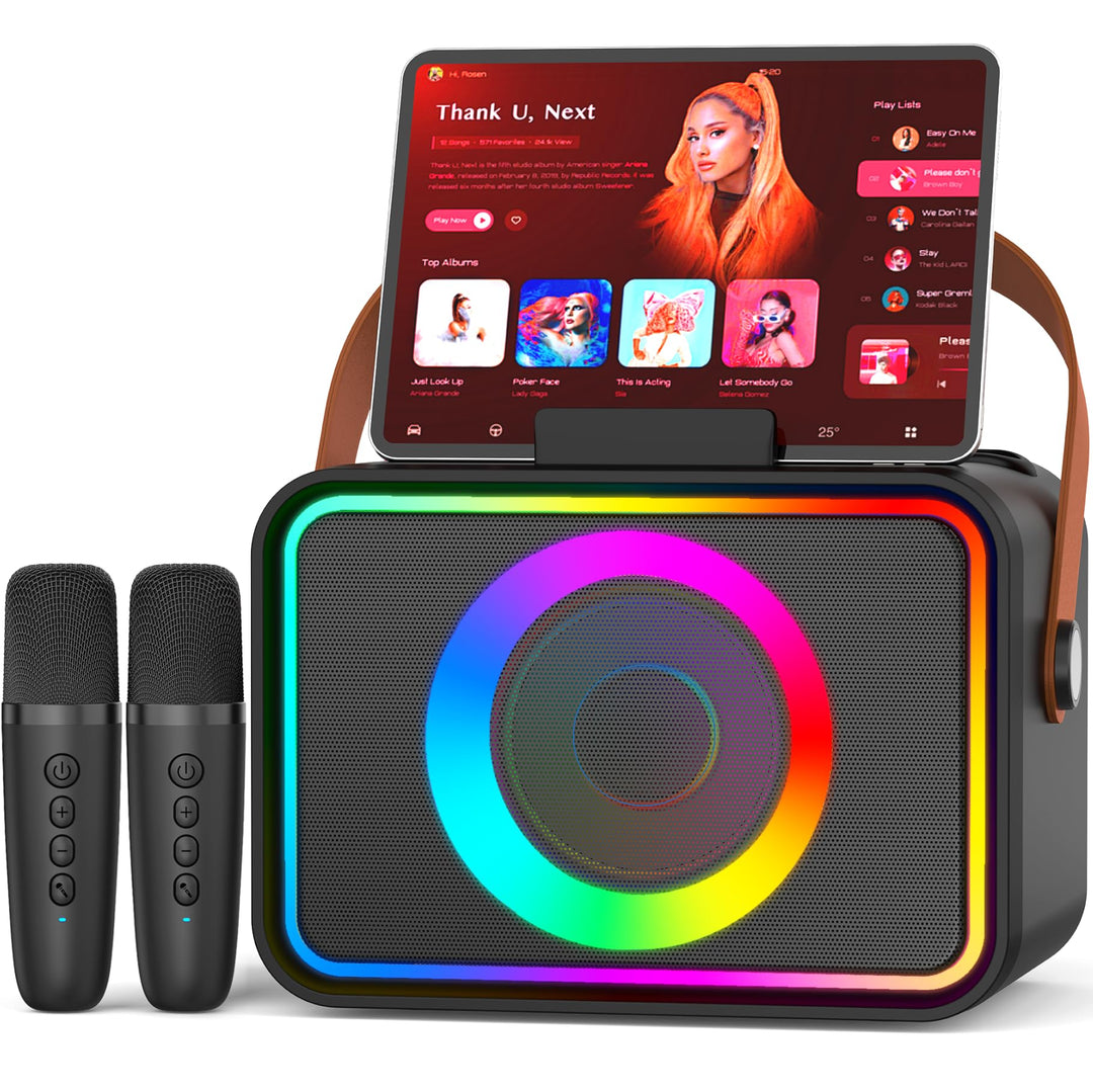 [2026] Karaoke Maschine 2 Mikrofonen: Karaoke Anlage mit 2 Karaoke Mikrofonen - Tragbare Bluetooth K