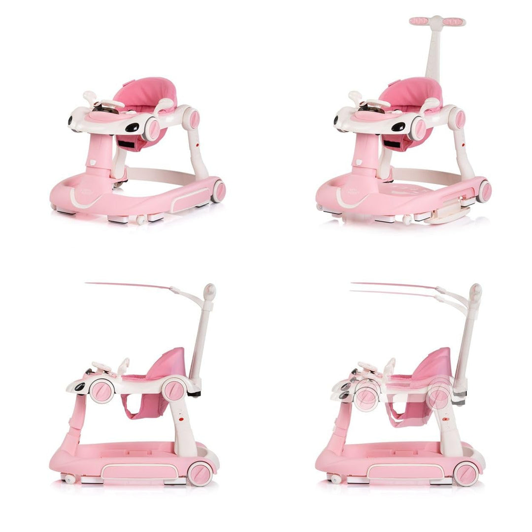Chipolino Lauflernhilfe Happy Walker 5 in 1 Schaukelfunktion Musik Lichter Räder rosa, rosa