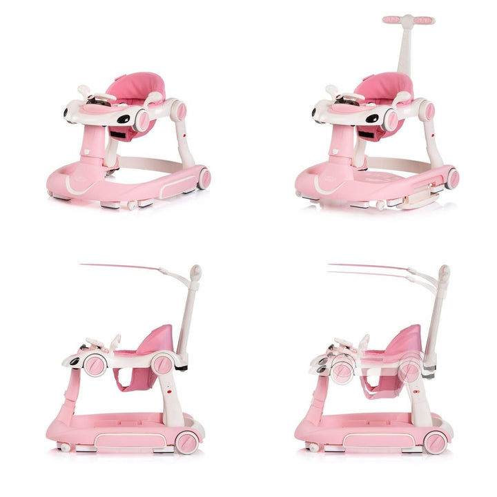 Chipolino Lauflernhilfe Happy Walker 5 in 1 Schaukelfunktion Musik Lichter Räder rosa, rosa
