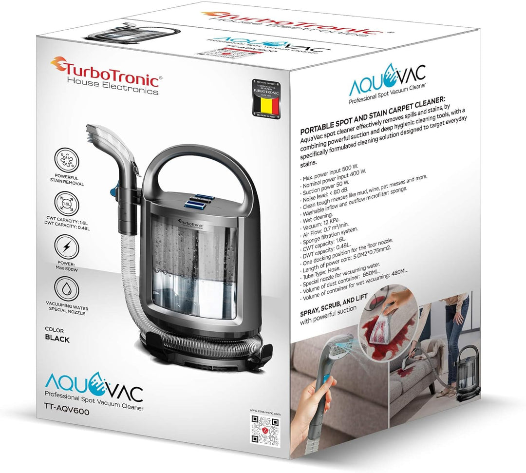 TurboTronic Multi Waschsauger, 500W Spot Cleaner mit 1,6l Dual Tank, Nass-Sauger Haustier Notfall Te