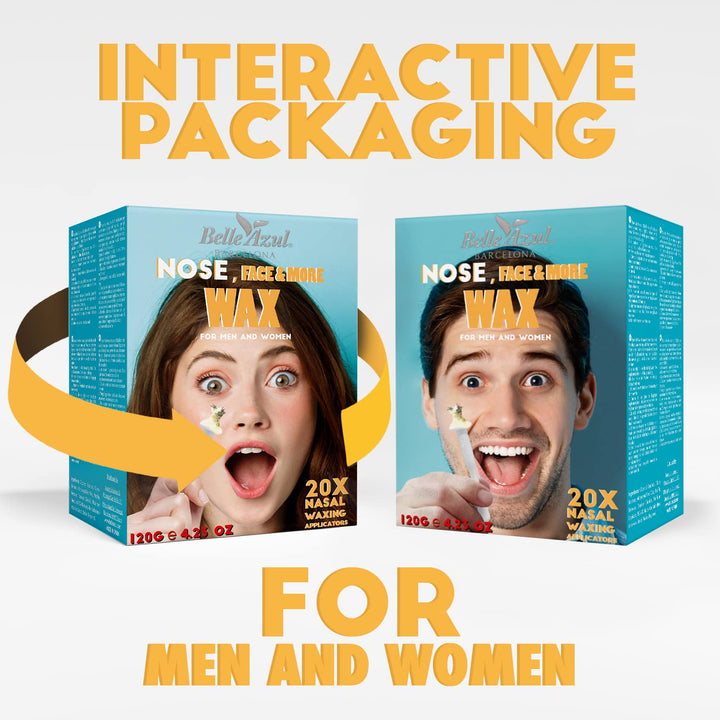Belle Azul Nasenhaarentfernungs-Set mit Bienenwachs – 120 g + 20 Applikatoren – schnelle und schmerz