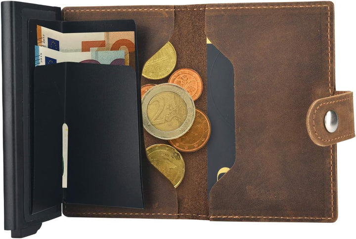 Premium Herren Portmonee RFID Schutz Kartenetui Business Geldbörse feinstes A++ Echtleder mogdi Nano