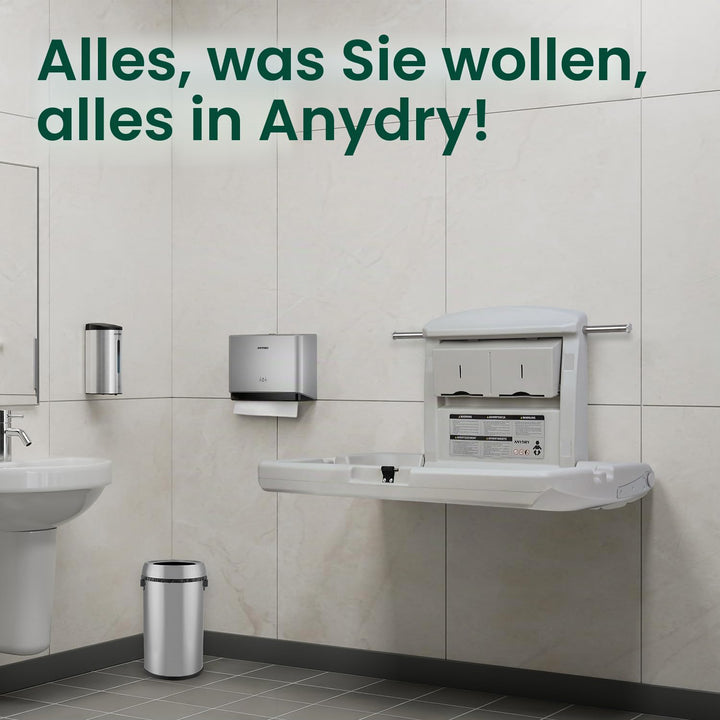 anydry Strapazierfähige Wickelstation zur Wandmontage, schwere Ausführung mit Sicherheitsgurten, zus
