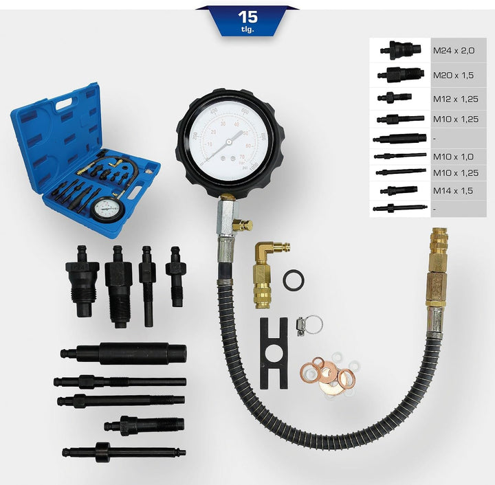 BRILLIANT TOOLS BT581050 Kompressionstester-Satz für Diesel Motoren, 13-tlg [Powered by KS TOOLS] |