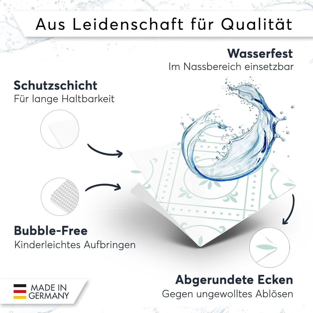 60 Stück Fliesenfolie für Küche und Bad 15x15 cm - Mosaikfliesen, Fliesensticker - Stickerfliesen, F
