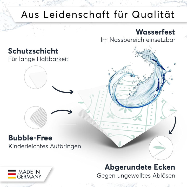 60 Stück Fliesenfolie für Küche und Bad 15x15 cm - Mosaikfliesen, Fliesensticker - Stickerfliesen, F