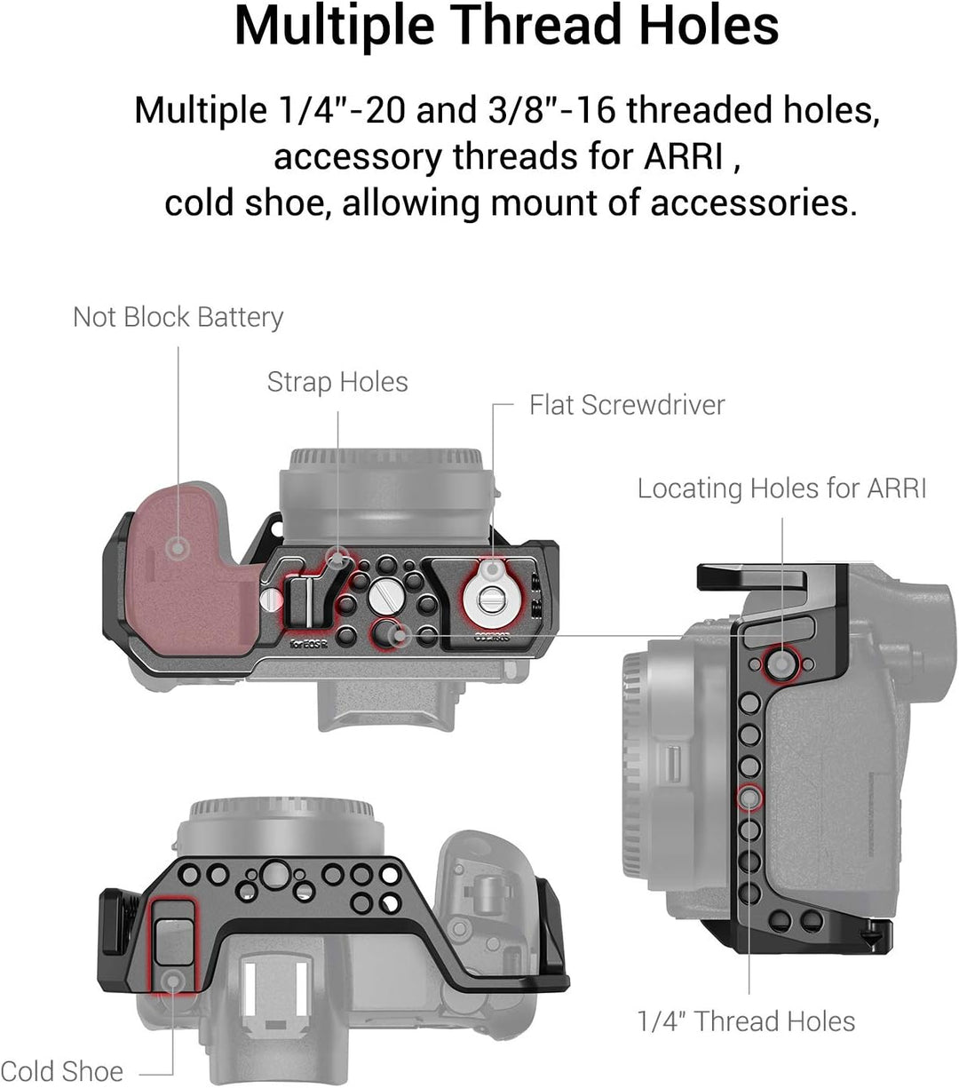 SMALLRIG Cage Käfig mit integriertem Cold Shoe und Platte für Arca Standard für Canon R - CCC2803