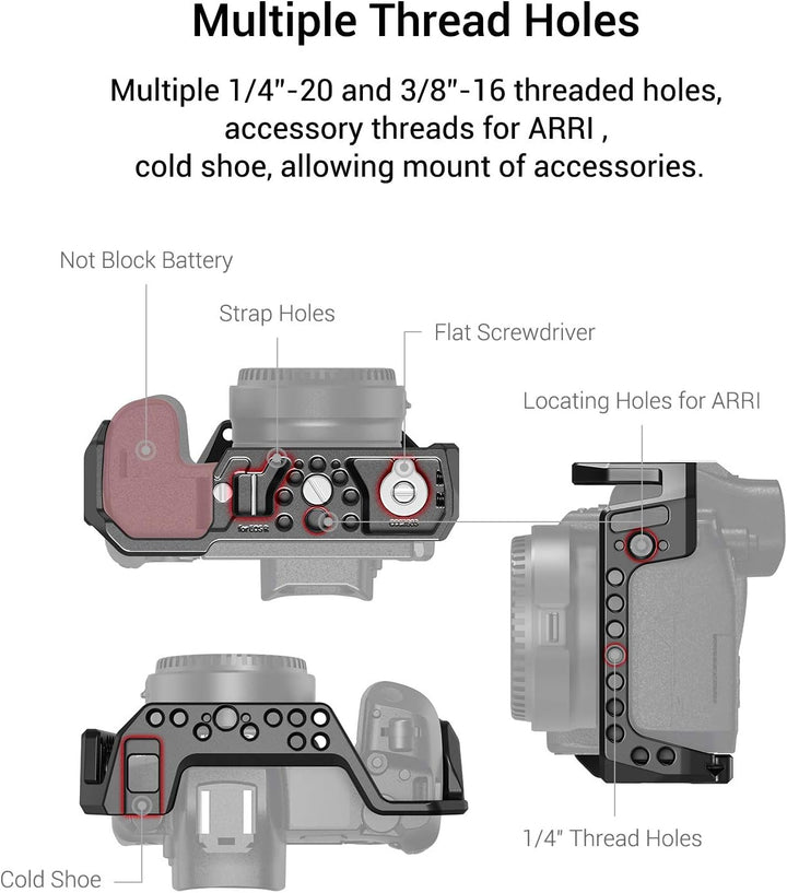 SMALLRIG Cage Käfig mit integriertem Cold Shoe und Platte für Arca Standard für Canon R - CCC2803