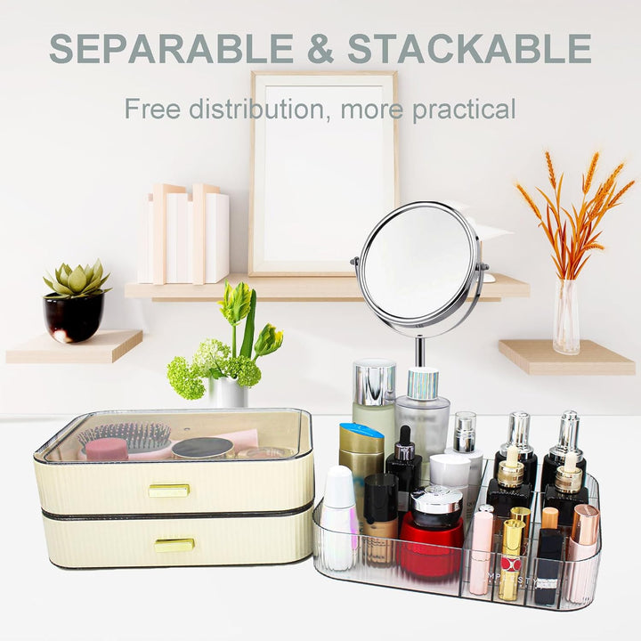 Makeup Organizer mit 2 Schubladen, Kosmetik-Organizer für Schlafzimmer und Bad Eitelkeit Arbeitsplat