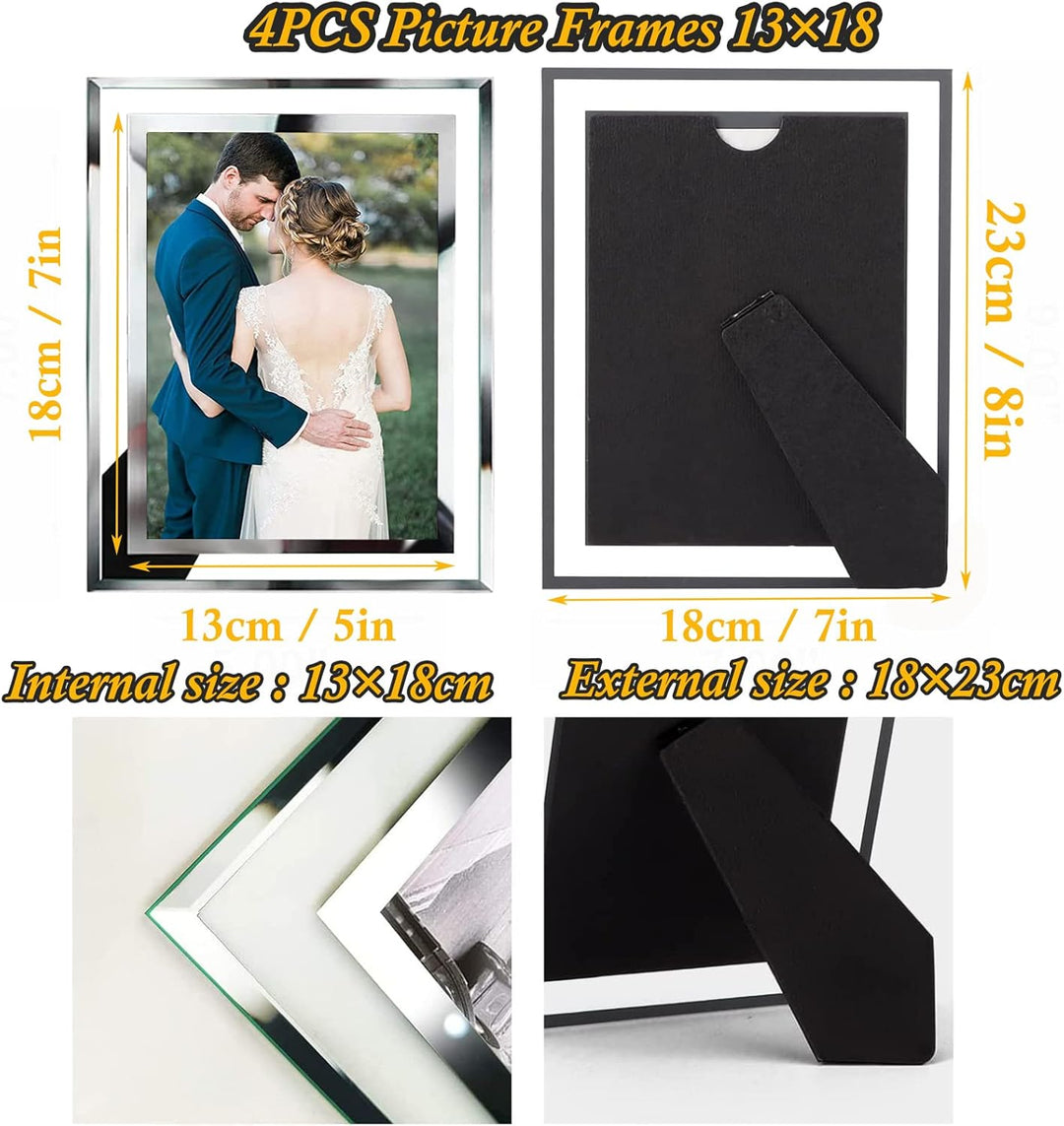 ASelected Bilderrahmen Glas 4er Set für Bilder 13x18 cm Glas Fotorahmen Photo Frame Glass Foto Rahme