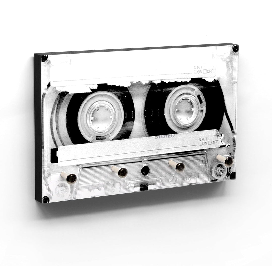 Schlüsselbrett Tape | Cooles Schlüsselboard mit Kassetten Motiv der 80er 90er | 5 Haken |