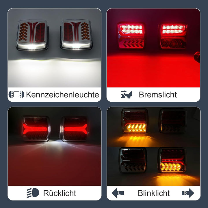 Dinfu kabellose LED Rückleuchten Anhänger mit Magnetfuss 12V-24V LED anhänger licht Set mit 7 Polig
