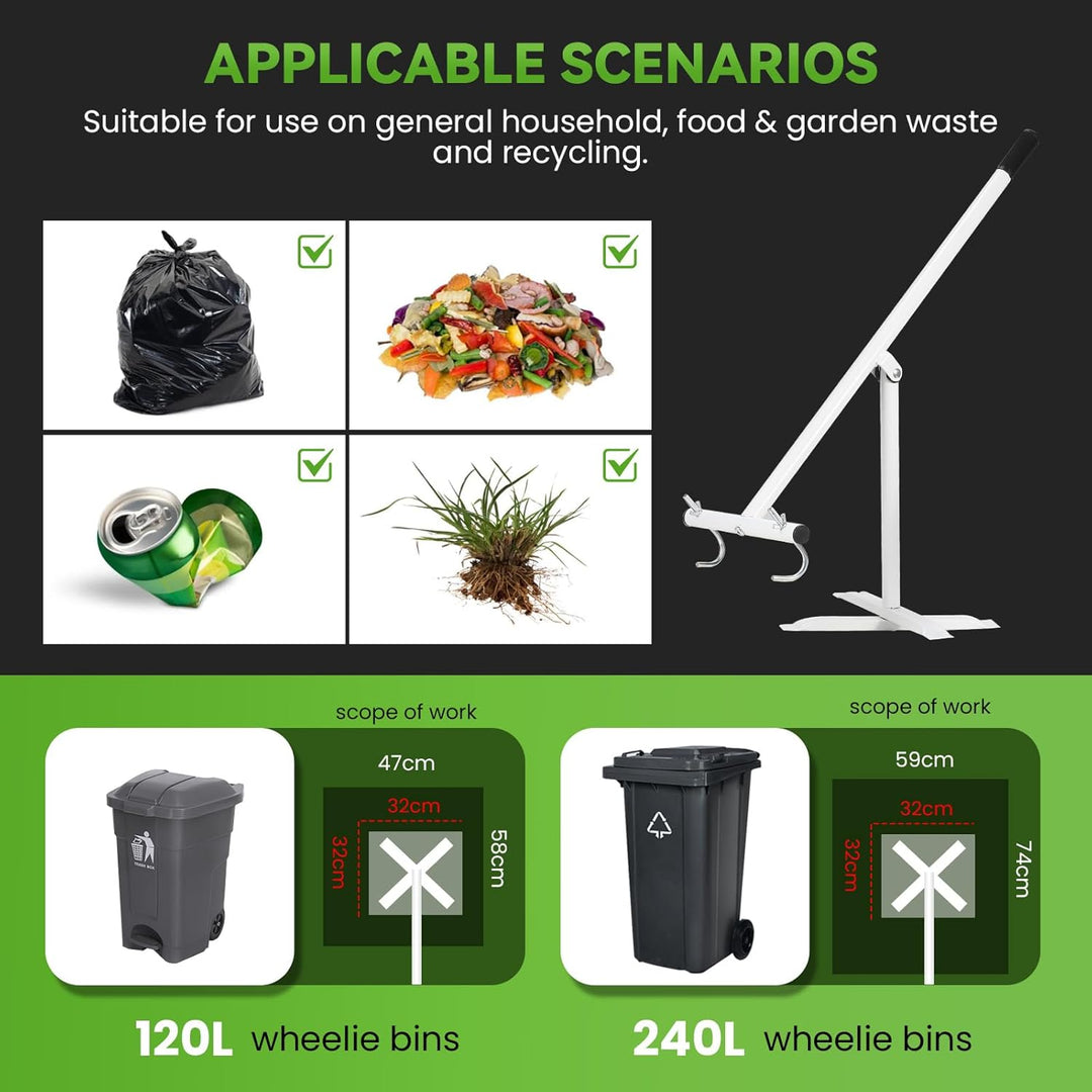 NEWTRY Müllpresse Müllverdichter für 120L-240L Rollcontainer, Abfallzerkleinerer Recycling-Handwerkz