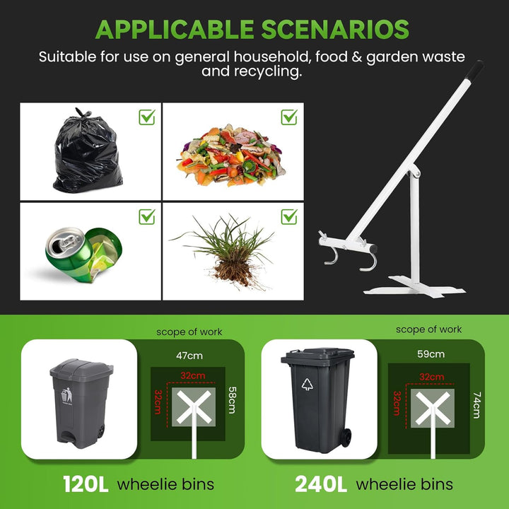 NEWTRY Müllpresse Müllverdichter für 120L-240L Rollcontainer, Abfallzerkleinerer Recycling-Handwerkz
