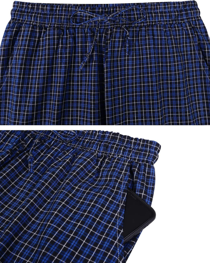 Aseniza Herren Schlafanzughose Lang Baumwolle Karierte Schlafhose Pyjamaunterteil Pyjamahose Freizei