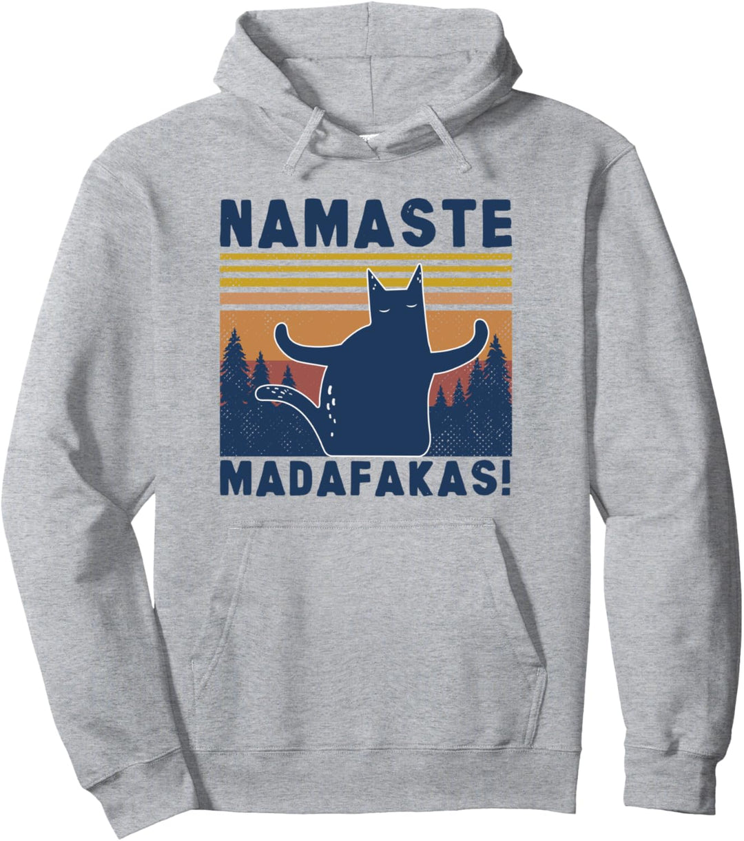 Namaste Madafakas Pew Pew Yoga Namaste Katze Cat Vintage Pullover Hoodie