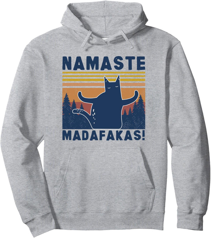 Namaste Madafakas Pew Pew Yoga Namaste Katze Cat Vintage Pullover Hoodie