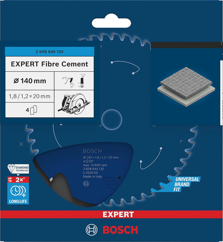 Bosch Professional Kreissägeblatt Expert for Fiber Cement (Faserzement, 140 x 20 x 1,8 mm, 4 Zähne,