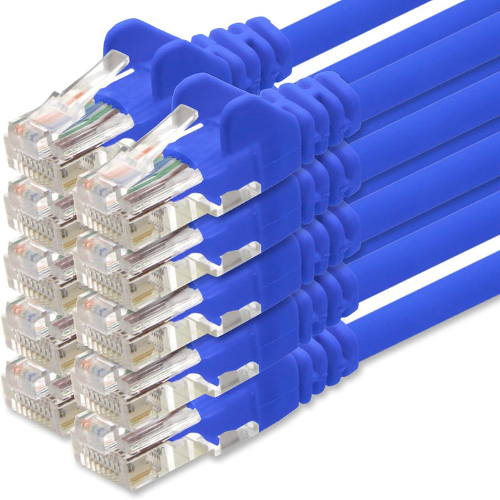 1aTTack.de Netzwerkkabel Cat.6 - blau - 10x - 7,5m - (Set) - CAT6 Ethernet Kabel Lankabel 1000 Mbits