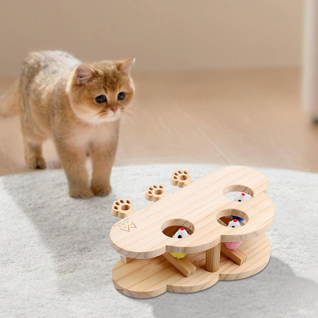 Generisch Cat Scratching Mole Whack Toy, Wooden Game Scratcher Board, 11.02x8.27 Inches Interactive