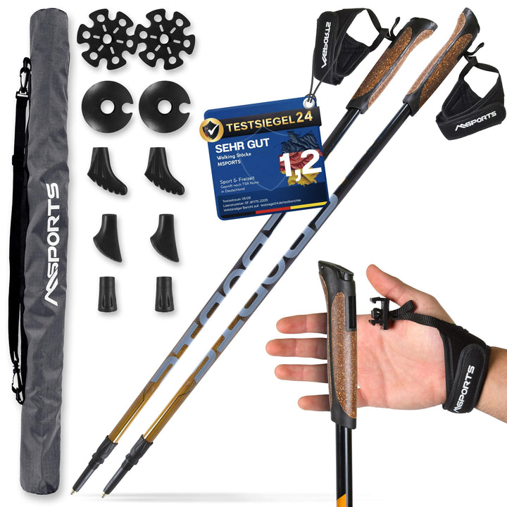 MSPORTS Nordic Walking Stöcke Carbon Premium - aus hochwertigem Carbon - Superleicht - individuell e