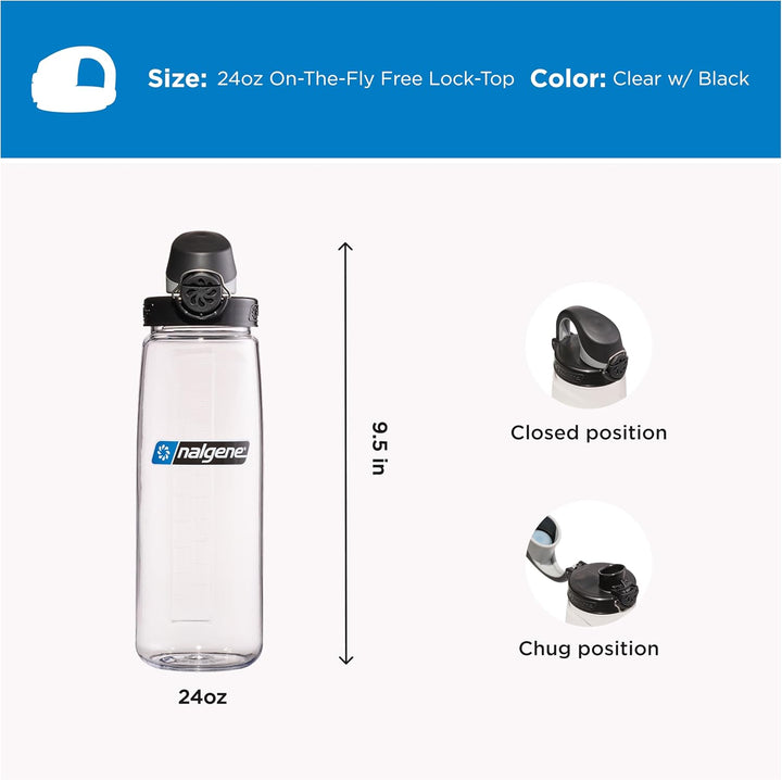 Nalgene OTF Sustain Trinkflaschen Transparent/Schwarz 0,65 L, Transparent/Schwarz