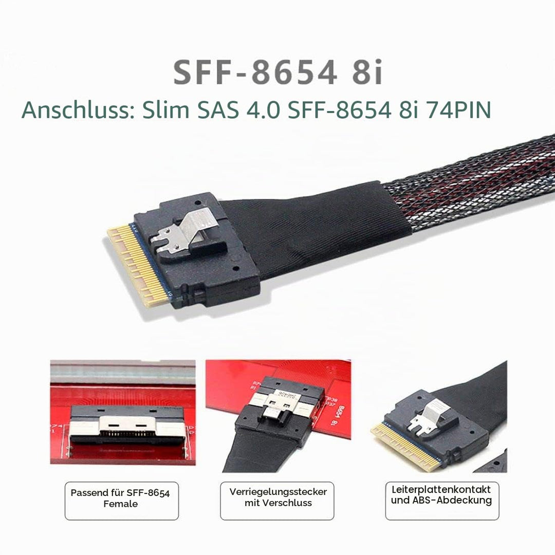 ChenYang CY SFF-8654 8i 74 Pin Host Stecker auf SFF-8654 74 Pin Stecker PCI-E Slimline SAS 4.0 Zielk