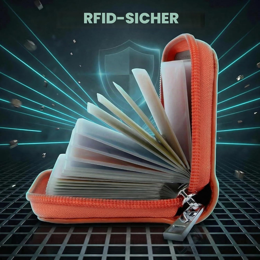 Kreditkartenetui Damen Herren Kartenetui Leder Orange, Orange