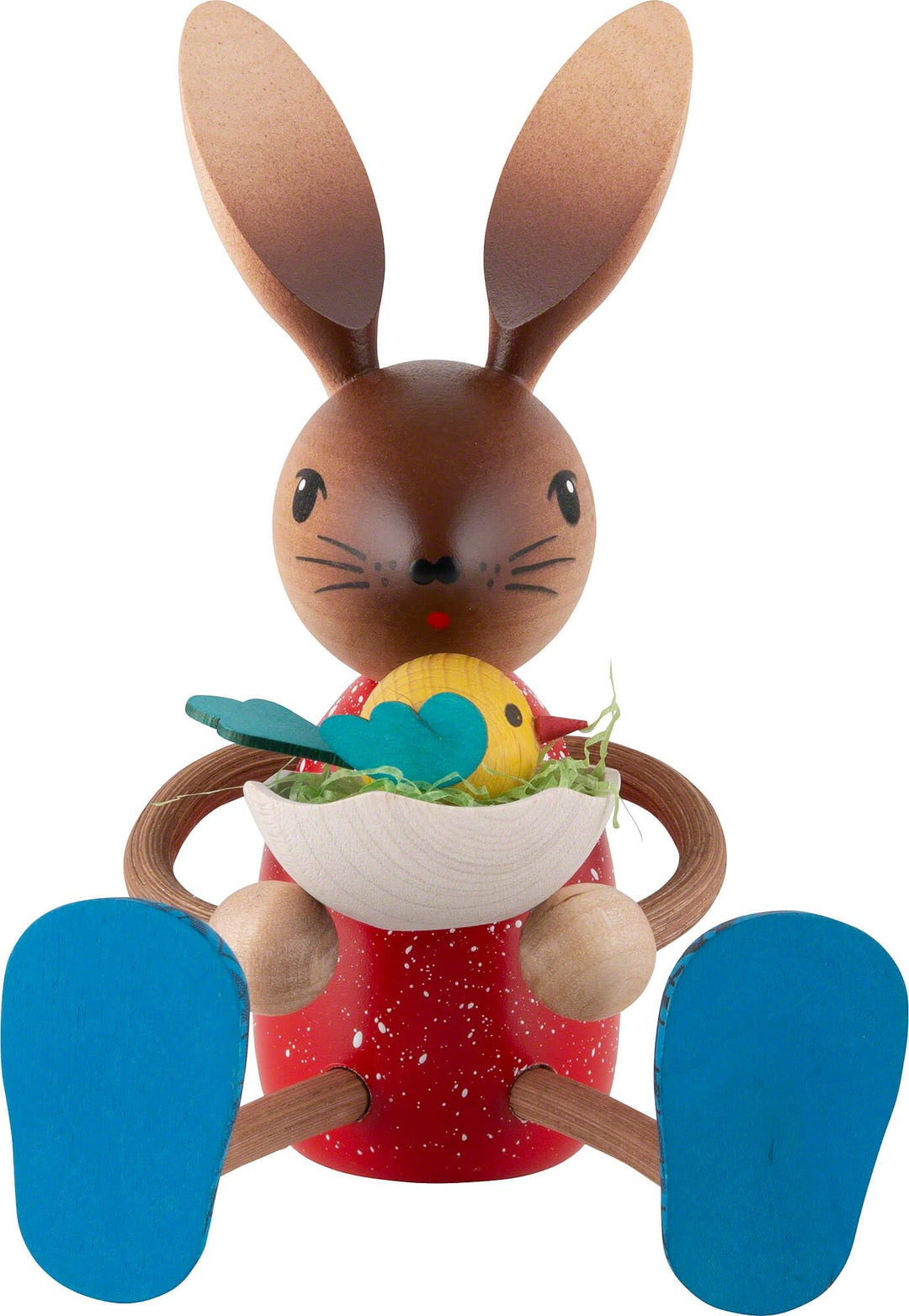 Kuhnert Drechslerei Osterdekoration/Osterhase, Hasenmädchen mit Küken, aus Holz, Grösse: sitzend ca.