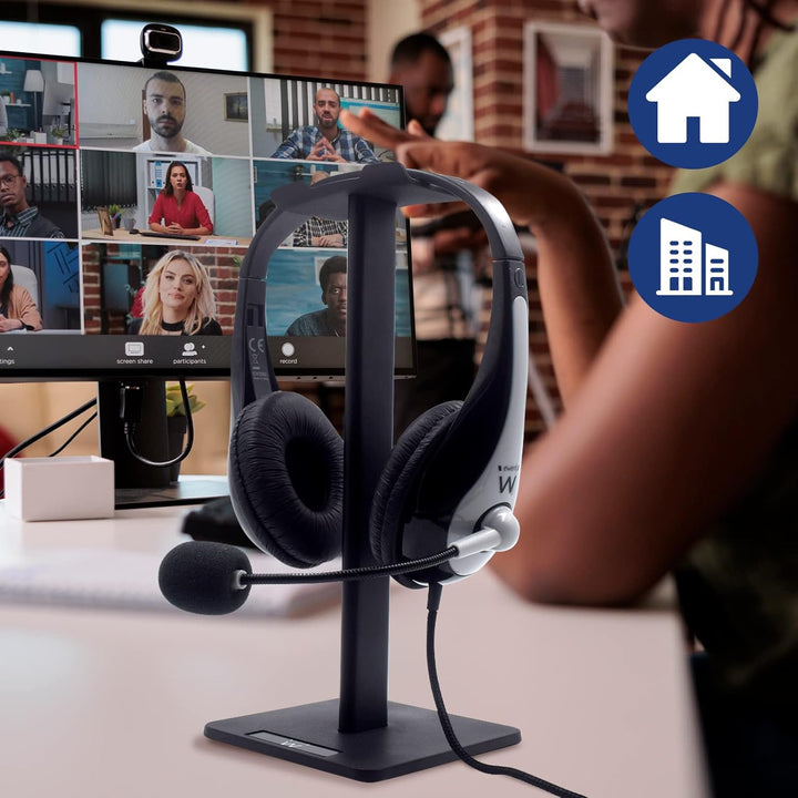 Ewent EW1586 Headphone and Desktop Headphone Stand, Detachable Headphone Stand, Non-Slip TPU Silicon