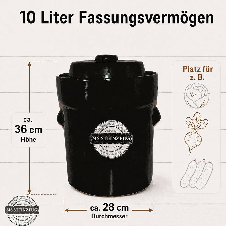 SCHMITT Gärtopf-Set braun 10 l mit Deckel und Steinen