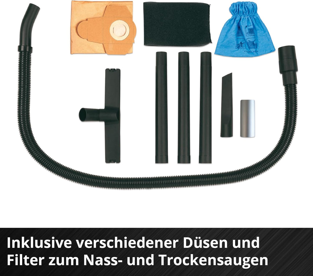 Einhell Nass-Trockensauger TC-VC 1812/1 S (1250 W, 180 mbar, 4 Lenkrollen, 12 L Behälter, inkl. Fuge