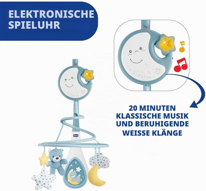 Chicco Next2Dreams Babybett Mobile mit Licht und Musik - 3 in 1 Baby Mobile Kompatibel mit Next2Me B