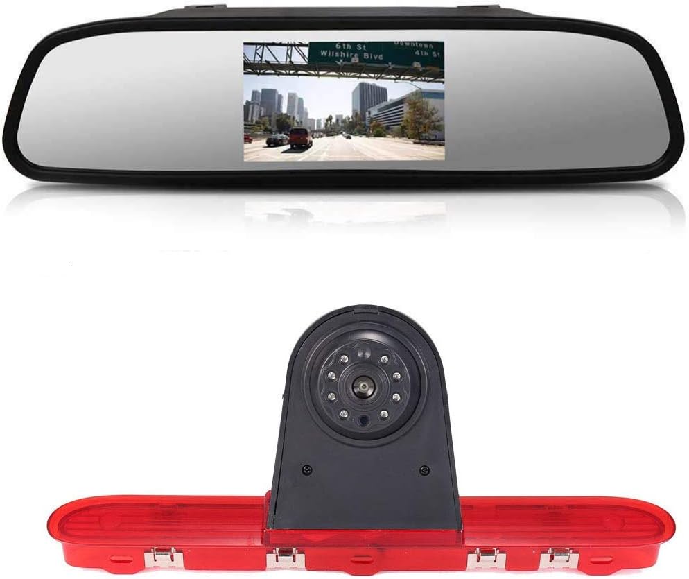 4,3'' Zoll LCD Rückspiegel+Bremslicht Rückfahrkamera Transportster Wasserdicht Einparkkamera Rückfah