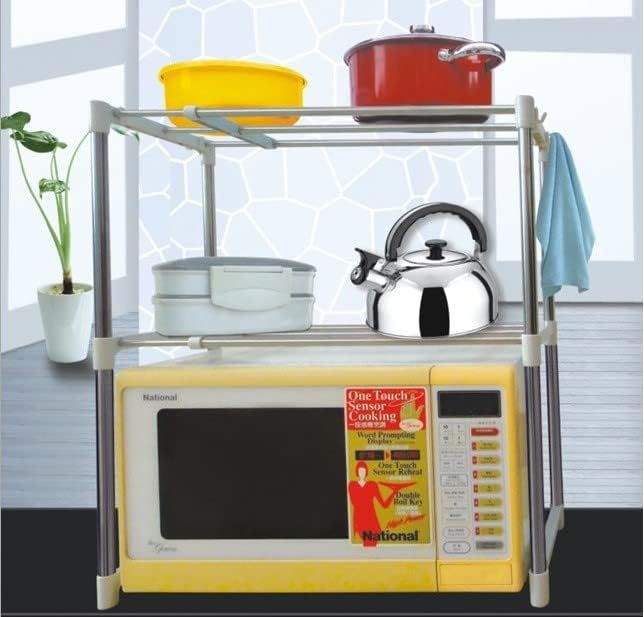 Drumm Mikrowellenregal aus Edelstahl, 2 Schichten, für Badezimmer, Küche, Mikrowelle, Aufbewahrung,