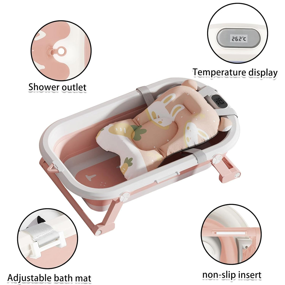 Faltbare Babywanne - Ultra Kompakt - Rutschfeste Füsse - Entleerungsstopfen & Temperaturanzeige - Pe