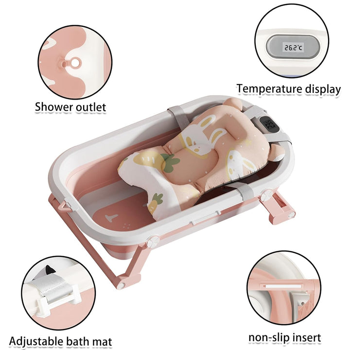 Faltbare Babywanne - Ultra Kompakt - Rutschfeste Füsse - Entleerungsstopfen & Temperaturanzeige - Pe