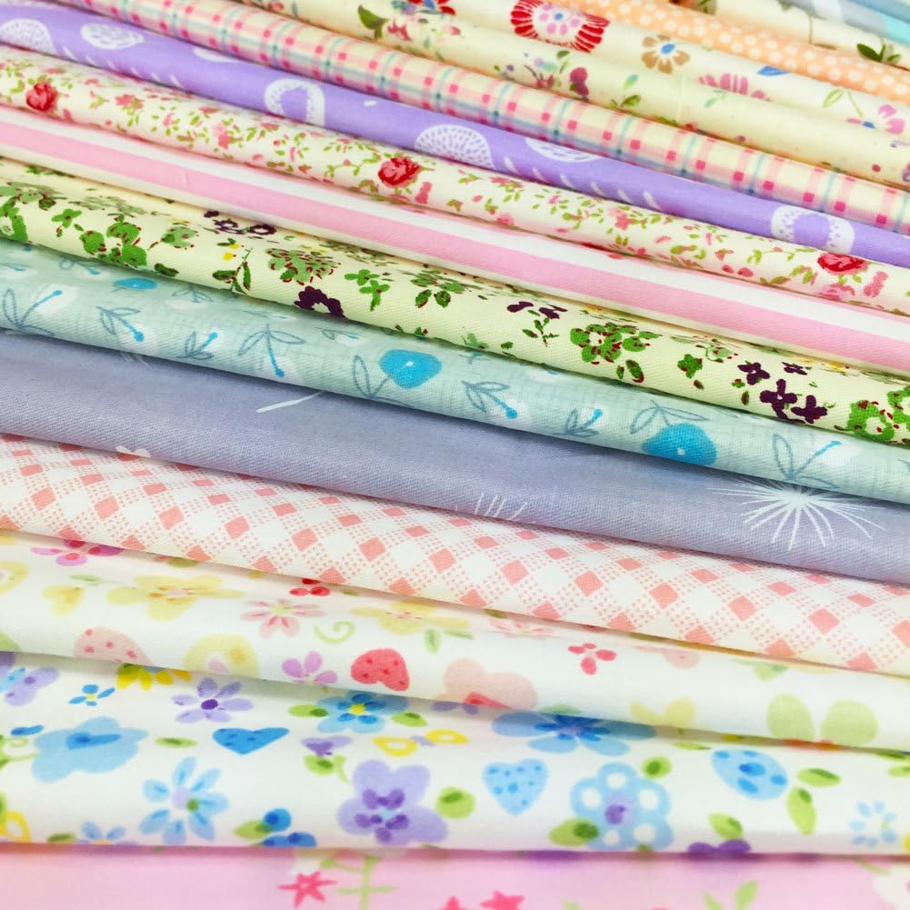 flic-flac Quiltstoff, quadratisch, 100 % Baumwolle, vorgeschnitten, zum Nähen von Blumenstoffen für