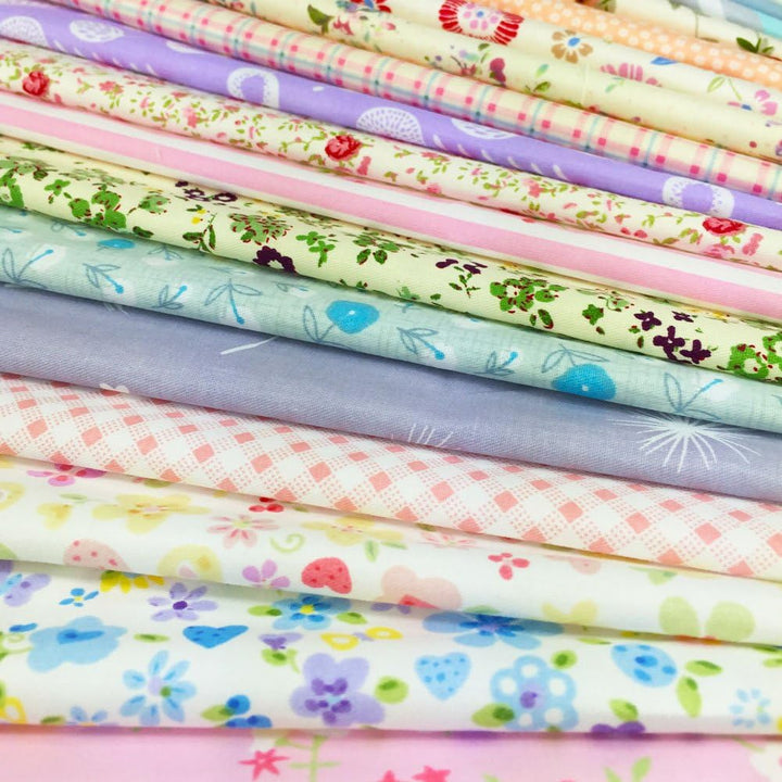 flic-flac Quiltstoff, quadratisch, 100 % Baumwolle, vorgeschnitten, zum Nähen von Blumenstoffen für