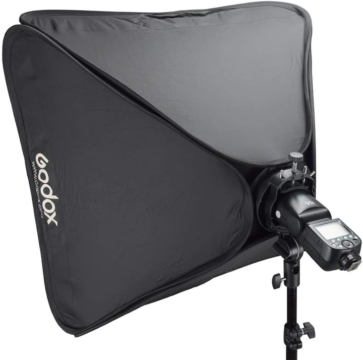 Godox Softbox Soft Light Modifikator Box mit Gitter 80 x 80 cm mit S2 Typ Blitzhalterung, Bowens-Hal