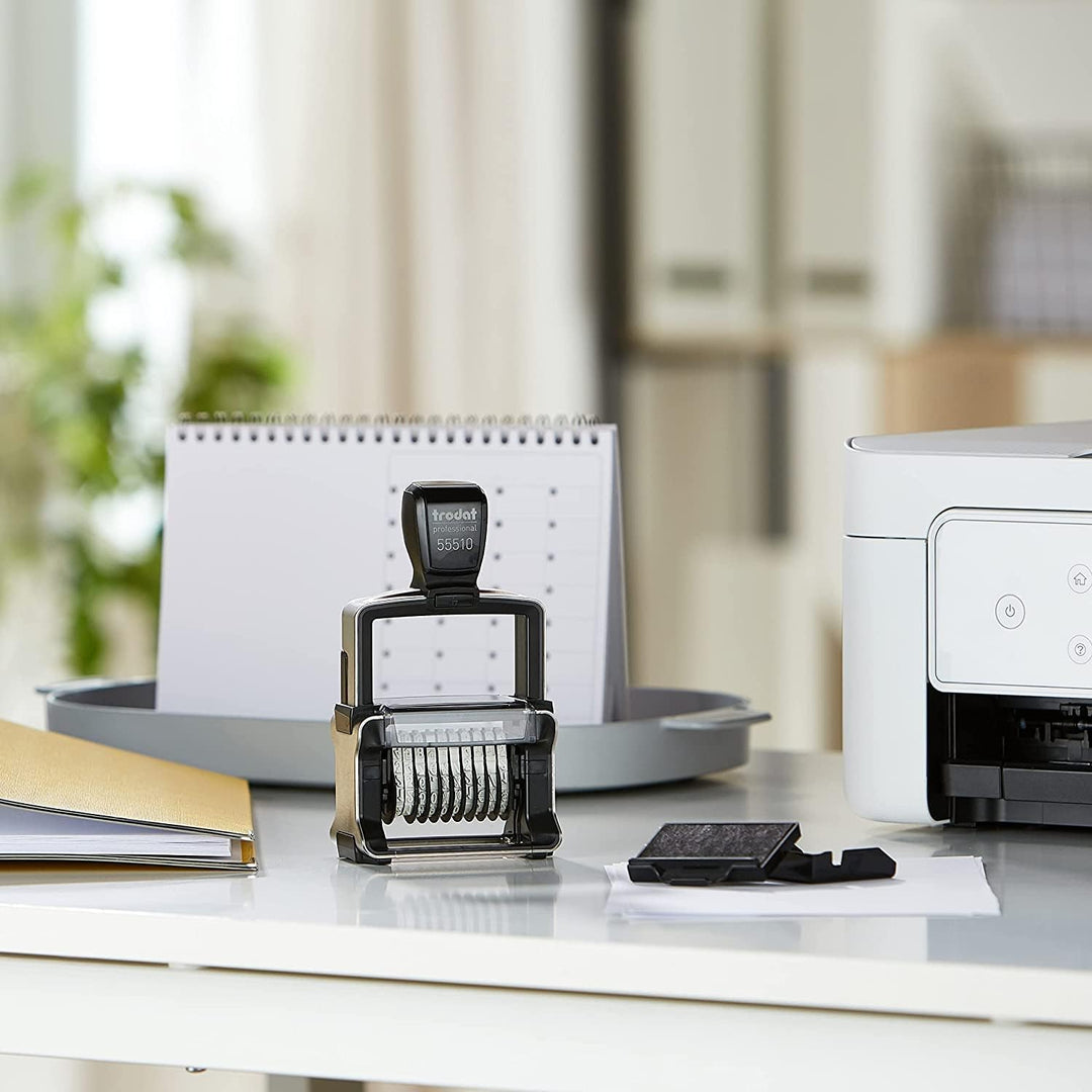 Trodat Professional 55510 Nummernstempel 10 Bänder, Selbstfärbend, 5 mm Schrifthöhe, Abdruck schwarz