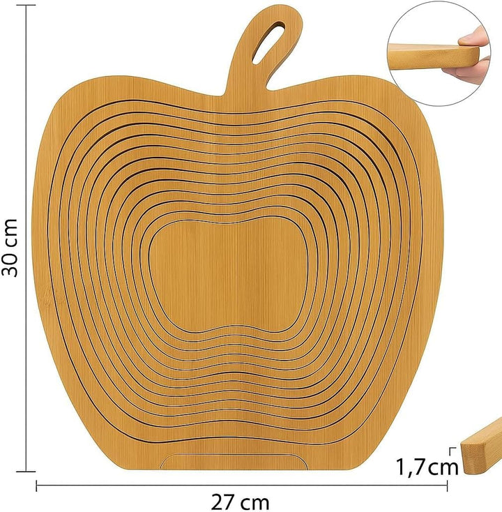 hausleben Obstkorb aus Bambus 3-in-1 Faltkorb – Obstschale, Gemüseschale & Topfuntersetzer – Klappba